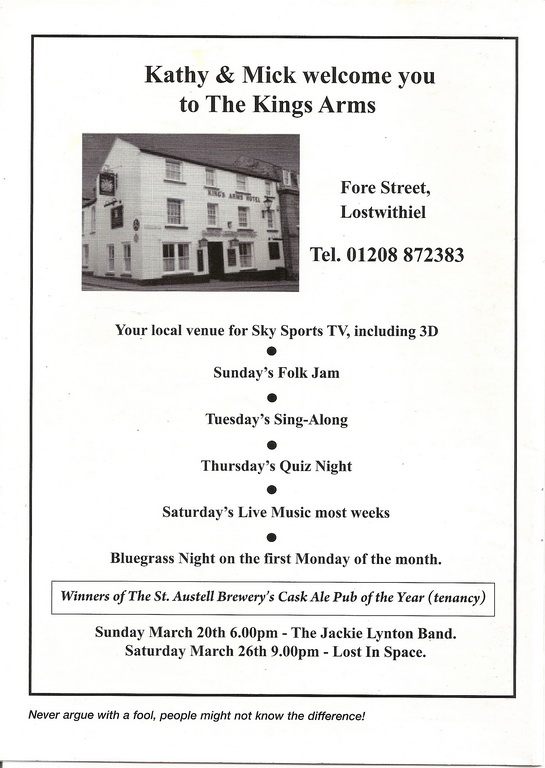 8th Lostwithiel Charity Beer Festival Programme - Page 36